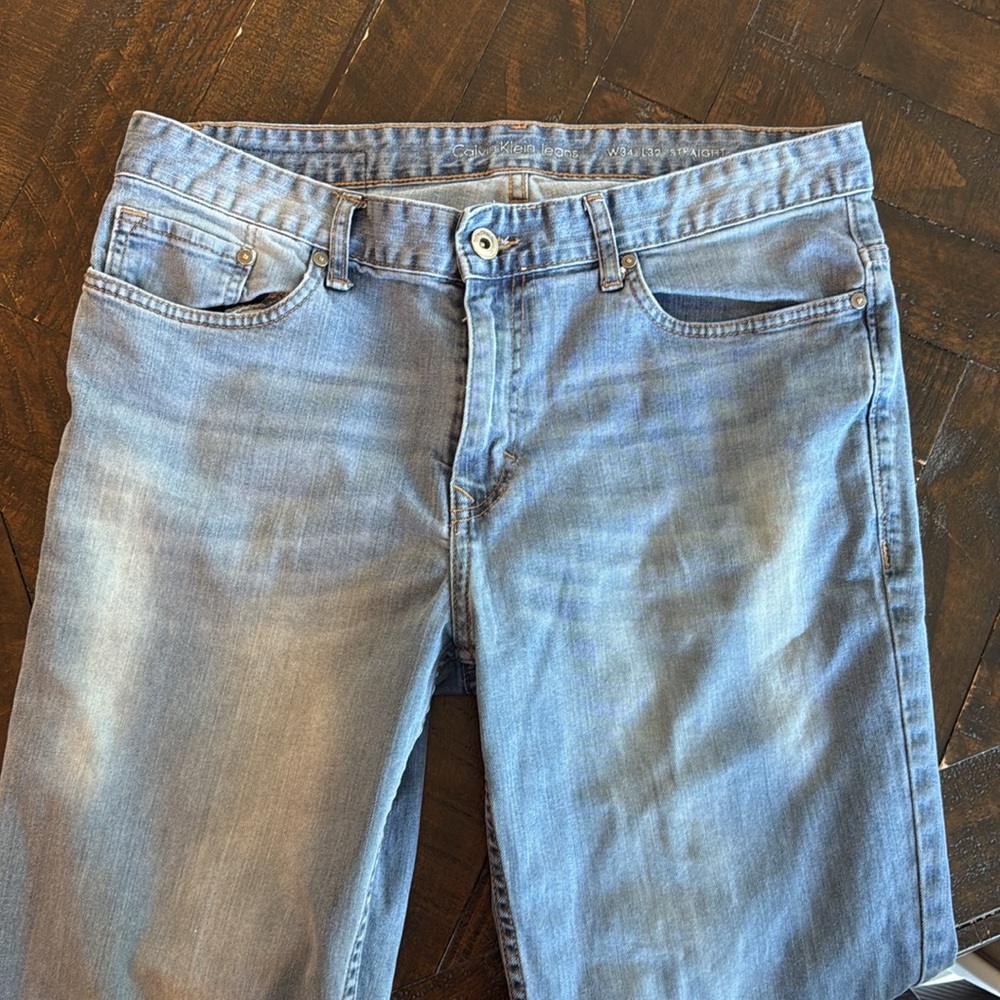 Men's Light Blue Straight-Leg Jeans - Picture 2 of 6